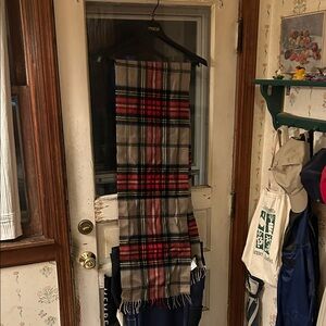 Banana Republic Tan and Red Plaid Scarf 100% wool